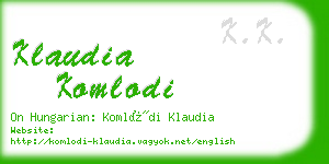 klaudia komlodi business card